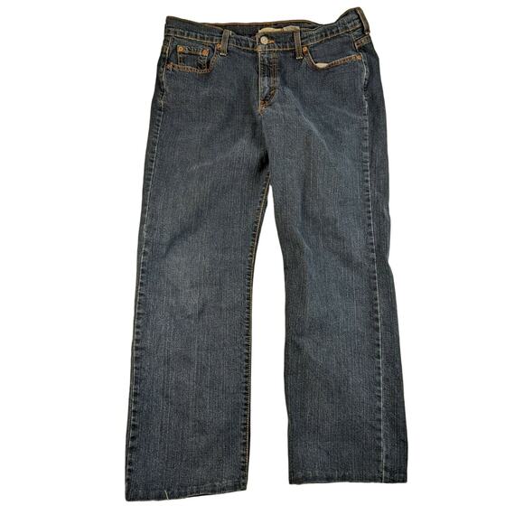 Levis 505 Straight Leg Boys Jeans Size 14 S Blue Denim Handsewn Hem 26.5 Inseam - Picture 1 of 6